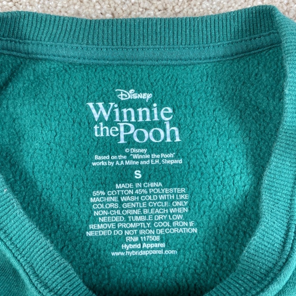 Disney Winnie the Pooh Green Graphic Sweatshirt Tigger Eeyore Piglet Small - Picture 3 of 8